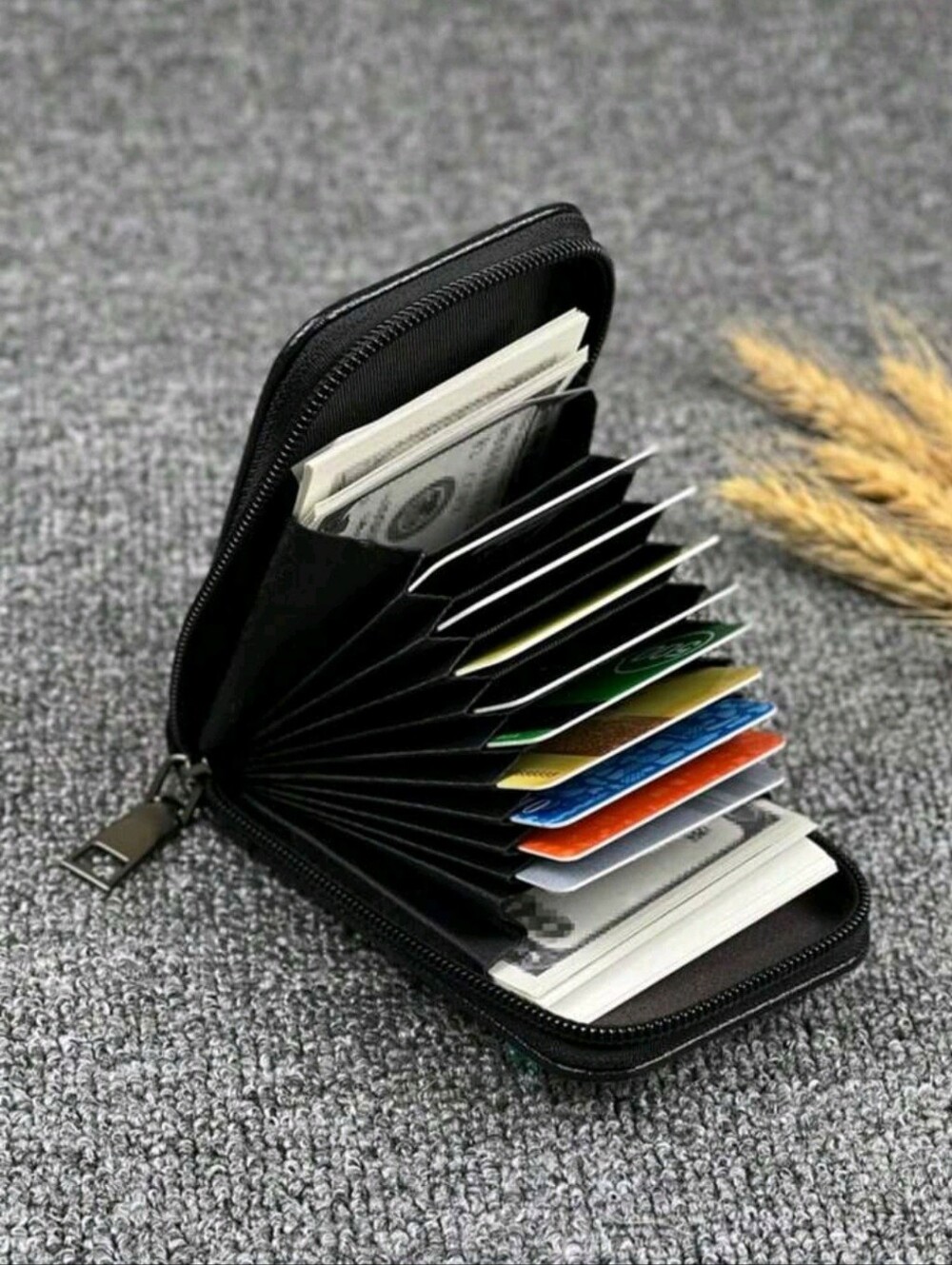1PC PU Leather Zippered Slim Vertical Korean-Style Card Holder – Portable ID